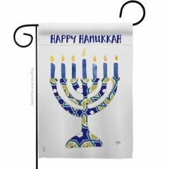 Breeze Decor 13 in. x 18.5 in. Hanukkah Menorah Garden Flag Double-Sided Winter Decorative Vertical Flags