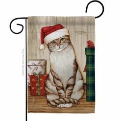 Breeze Decor 13 in. x 18.5 in. Christmas Kitty Garden Flag Double-Sided Winter Decorative Vertical Flags