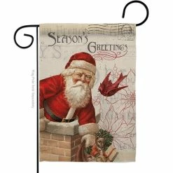 Breeze Decor 13 in. x 18.5 in. Antique Santa Holiday Christmas Garden Flag Double-Sided Winter Decorative Vertical Flags