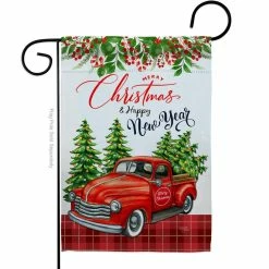 Breeze Decor 13 in. x 18.5 in. Christmas Happy New Year Garden Flag Double-Sided Winter Decorative Vertical Flags