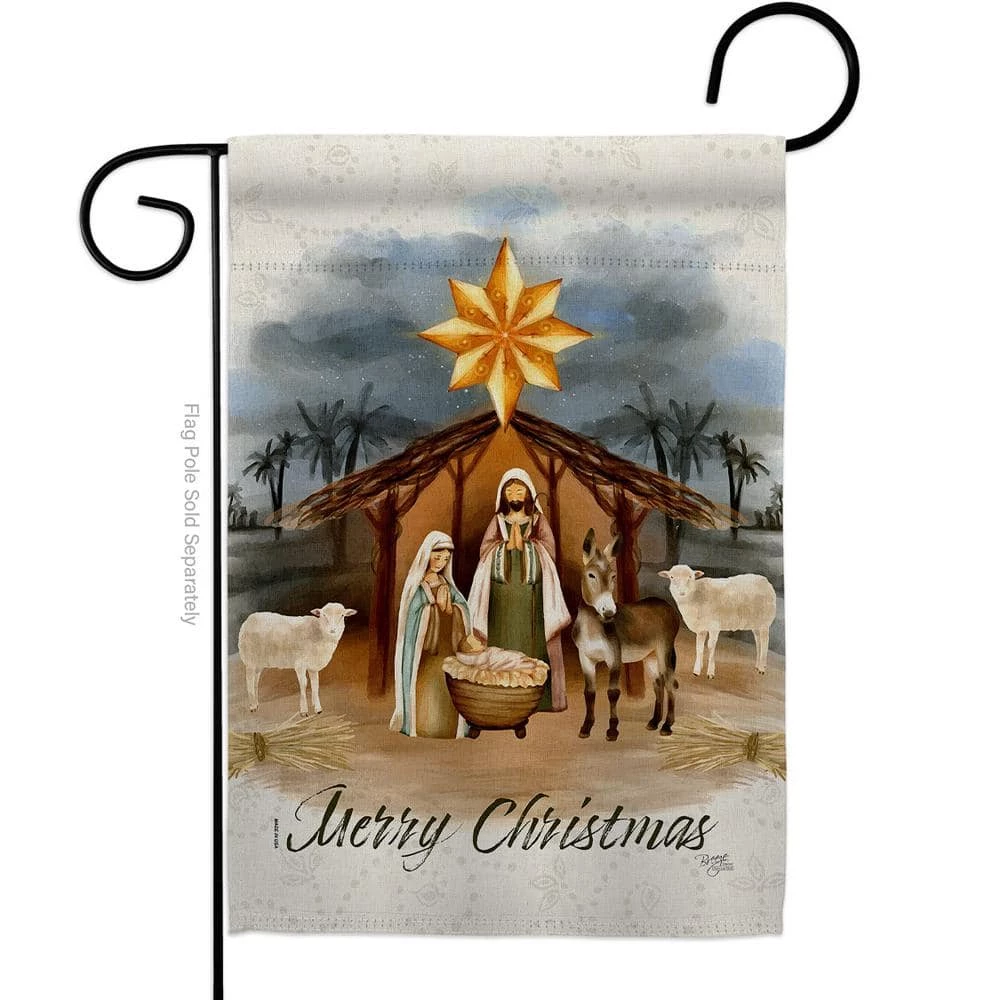 Breeze Decor 13 in. x 18.5 in. Birth of Jesus Nativity Garden Flag Double-Sided Winter Decorative Vertical Flags 1 Breeze Decor 13 in. x 18.5 in. Birth of Jesus Nativity Garden Flag Double-Sided Winter Decorative Vertical Flags