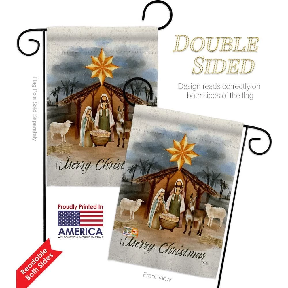 Breeze Decor 13 in. x 18.5 in. Birth of Jesus Nativity Garden Flag Double-Sided Winter Decorative Vertical Flags 2 Breeze Decor 13 in. x 18.5 in. Birth of Jesus Nativity Garden Flag Double-Sided Winter Decorative Vertical Flags - Image 2