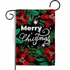 Breeze Decor 13 in. x 18.5 in. Merry Poinsettia Christmas Garden Flag Double-Sided Winter Decorative Vertical Flags