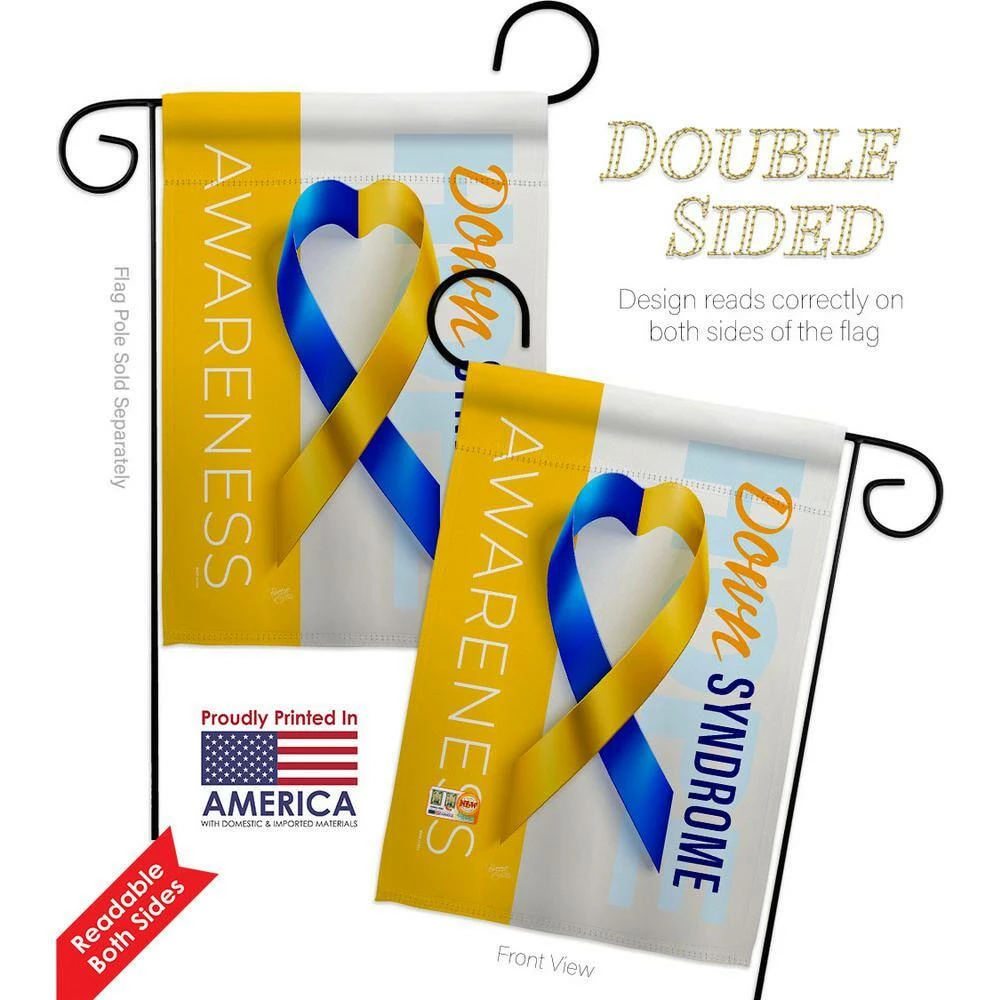 Breeze Decor 13 in. x 18.5 in. Down Syndrome Awareness Garden Flag 2-Sided Support Decorative Vertical Flags 2 Breeze Decor 13 in. x 18.5 in. Down Syndrome Awareness Garden Flag 2-Sided Support Decorative Vertical Flags - Image 2
