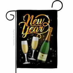 Breeze Decor 13 in. x 18.5 in. Cheers To Happy New Year Garden Flag Double-Sided Winter Decorative Vertical Flags
