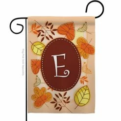 Breeze Decor 13 in. x 18.5 in. Autumn E Initial Garden Flag Double-Sided Fall Decorative Vertical Flags