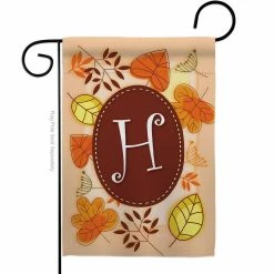 Breeze Decor 13 in. x 18.5 in. Autumn H Initial Garden Flag Double-Sided Fall Decorative Vertical Flags