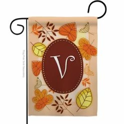 Breeze Decor 13 in. x 18.5 in. Autumn V Initial Garden Flag Double-Sided Fall Decorative Vertical Flags