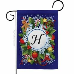Breeze Decor 13 in. x 18.5 in. Winter H Initial Wonderland Garden Flag Double-Sided Decorative Vertical Flags