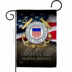Breeze Decor 13 in. x 18.5 in. US Coast Guard Semper Paratus Garden Flag Double-Sided Armed Forces Decorative Vertical Flags