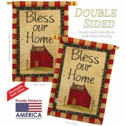 Breeze Decor 2.3 ft. x 3.3 ft. Bless Our Home Primitive House Flag 2-Sided Country Living Decorative Vertical Flags -Breeze Decor Sales Store breeze decor garden flags hdh100069 bo c3 1000