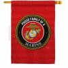 Breeze Decor 28 in. x 40 in. Proud Family Marines House Flag Double-Sided Armed Forces Decorative Vertical Flags
