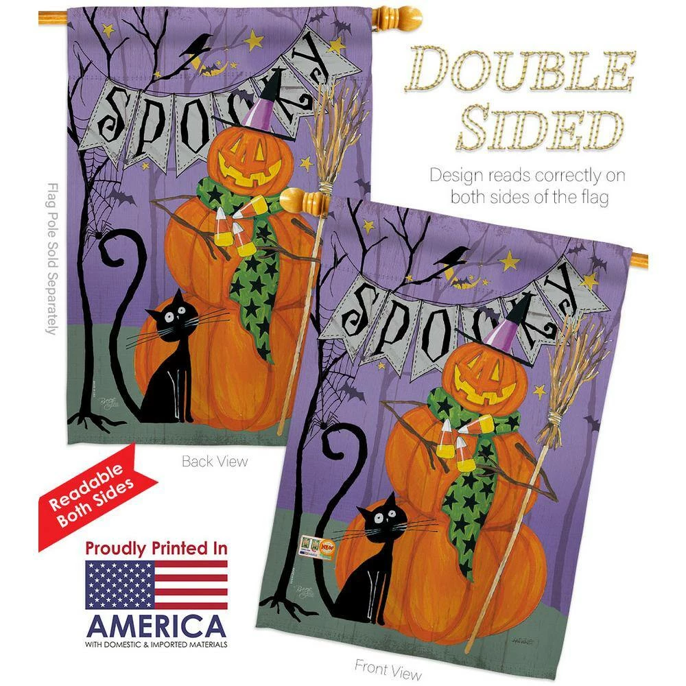 Breeze Decor 28 in. x 40 in. Spooky Pumpkin Men Fall House Flag Double-Sided Decorative Vertical Flags 2 Breeze Decor 28 in. x 40 in. Spooky Pumpkin Men Fall House Flag Double-Sided Decorative Vertical Flags - Image 2