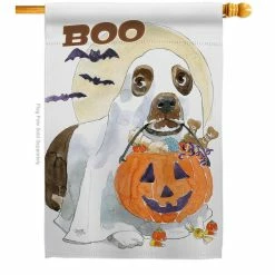 Breeze Decor 28 in. x 40 in. Halloween Boo Doggie Fall House Flag Double-Sided Decorative Vertical Flags