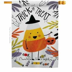 Breeze Decor 28 in. x 40 in. Candy Corn Fall House Flag Double-Sided Decorative Vertical Flags