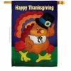 Breeze Decor 28 in. x 40 in. Happy Thanksgiving Turkey Fall House Flag Double-Sided Decorative Vertical Flags