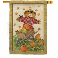 Breeze Decor 28 in. x 40 in. Scarecrow Fall House Flag Double-Sided Decorative Vertical Flags