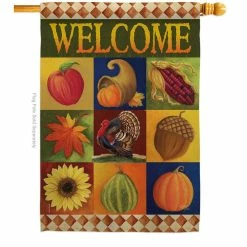 Breeze Decor 28 in. x 40 in. Autumn Collage Fall House Flag Double-Sided Decorative Vertical Flags