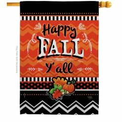 Breeze Decor 28 in. x 40 in. Happy Fall Fall House Flag Double-Sided Decorative Vertical Flags
