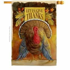 Breeze Decor 28 in. x 40 in. Let Us Give Thanks Fall House Flag Double-Sided Decorative Vertical Flags