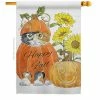 Breeze Decor 28 in. x 40 in. Happy Pumpkin Kitty Fall House Flag Double-Sided Decorative Vertical Flags