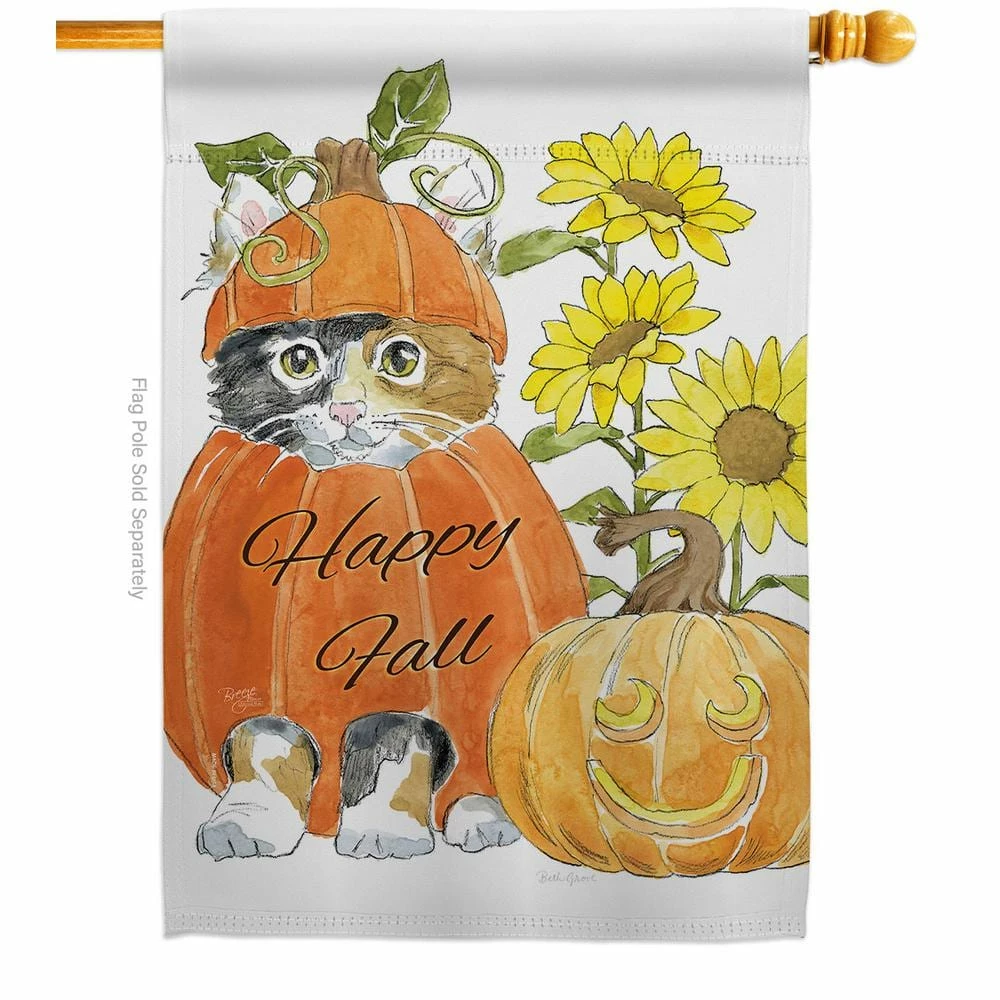 Breeze Decor 28 in. x 40 in. Happy Pumpkin Kitty Fall House Flag Double-Sided Decorative Vertical Flags 1 Breeze Decor 28 in. x 40 in. Happy Pumpkin Kitty Fall House Flag Double-Sided Decorative Vertical Flags