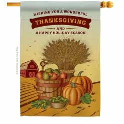 Breeze Decor 28 in. x 40 in. Thanksgiving Holiday Fall House Flag Double-Sided Decorative Vertical Flags