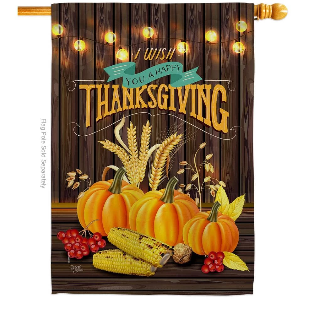 Breeze Decor 28 in. x 40 in. Thanksgiving Wish Fall House Flag Double-Sided Decorative Vertical Flags 1 Breeze Decor 28 in. x 40 in. Thanksgiving Wish Fall House Flag Double-Sided Decorative Vertical Flags