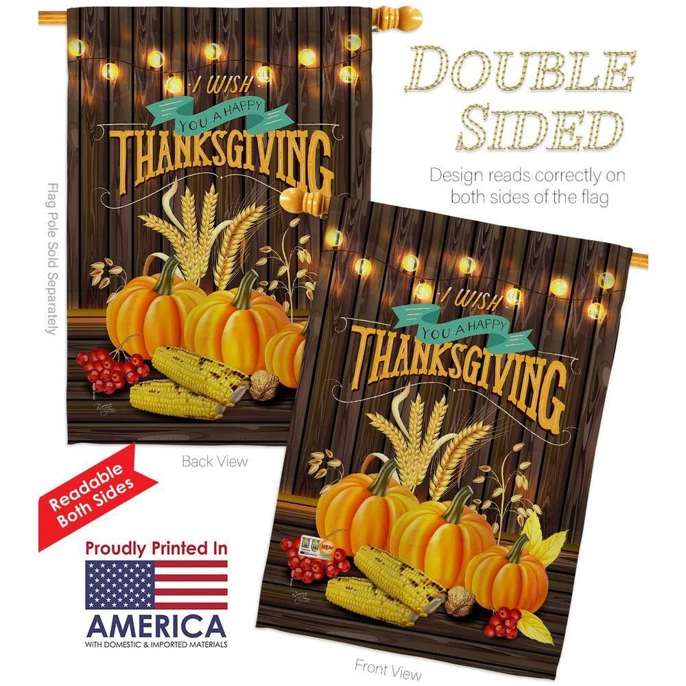 Breeze Decor 28 in. x 40 in. Thanksgiving Wish Fall House Flag Double-Sided Decorative Vertical Flags 2 Breeze Decor 28 in. x 40 in. Thanksgiving Wish Fall House Flag Double-Sided Decorative Vertical Flags - Image 2