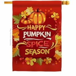 Breeze Decor 28 in. x 40 in. Pumpkin Spice Fall House Flag Double-Sided Decorative Vertical Flags