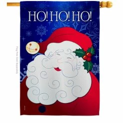 Breeze Decor 28 in. x 40 in. Santa Ho Christmas House Flag Double-Sided Winter Decorative Vertical Flags