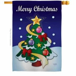 Breeze Decor 28 in. x 40 in. Merry Christmas House Flag Double-Sided Winter Decorative Vertical Flags