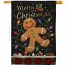 Breeze Decor 28 in. x 40 in. Gingerbread Christmas House Flag Double-Sided Winter Decorative Vertical Flags