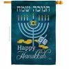 Breeze Decor 28 in. x 40 in. Happy Hanukkah House Flag Double-Sided Winter Decorative Vertical Flags