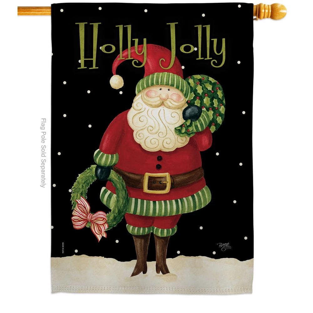 Breeze Decor 28 in. x 40 in. Holly Jolly Santa Christmas House Flag Double-Sided Winter Decorative Vertical Flags 1 Breeze Decor 28 in. x 40 in. Holly Jolly Santa Christmas House Flag Double-Sided Winter Decorative Vertical Flags