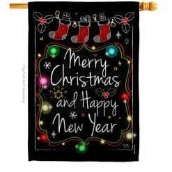 Breeze Decor 28 in. x 40 in. Chalkboard Merry Christmas House Flag Double-Sided Winter Decorative Vertical Flags