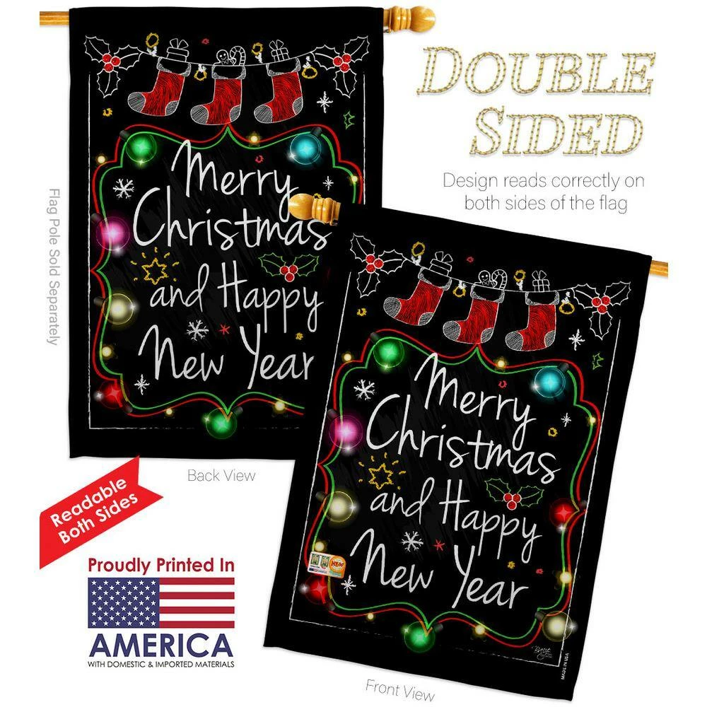 Breeze Decor 28 in. x 40 in. Chalkboard Merry Christmas House Flag Double-Sided Winter Decorative Vertical Flags 2 Breeze Decor 28 in. x 40 in. Chalkboard Merry Christmas House Flag Double-Sided Winter Decorative Vertical Flags - Image 2