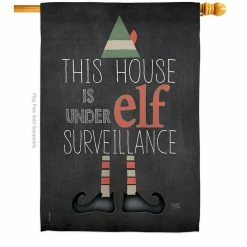 Breeze Decor 28 in. x 40 in. Elf Surveillance Christmas House Flag Double-Sided Winter Decorative Vertical Flags
