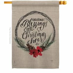 Breeze Decor 28 in. x 40 in. Christmas Blessings House Flag Double-Sided Winter Decorative Vertical Flags