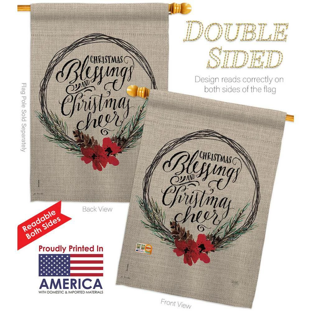 Breeze Decor 28 in. x 40 in. Christmas Blessings House Flag Double-Sided Winter Decorative Vertical Flags 2 Breeze Decor 28 in. x 40 in. Christmas Blessings House Flag Double-Sided Winter Decorative Vertical Flags - Image 2