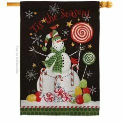 Breeze Decor 28 in. x 40 in. Sweet Snowmen Christmas House Flag Double-Sided Winter Decorative Vertical Flags