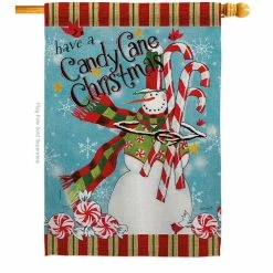 Breeze Decor 28 in. x 40 in. Candy Cane Christmas House Flag Double-Sided Winter Decorative Vertical Flags