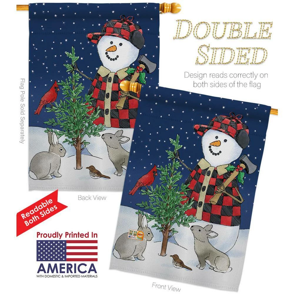 Breeze Decor 28 in. x 40 in. Lumberjack Snowmen Winter Wonderland House Flag Double-Sided Decorative Vertical Flags 2 Breeze Decor 28 in. x 40 in. Lumberjack Snowmen Winter Wonderland House Flag Double-Sided Decorative Vertical Flags - Image 2