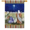 Breeze Decor 28 in. x 40 in. Christmas in Bethlehem Nativity House Flag Double-Sided Winter Decorative Vertical Flags