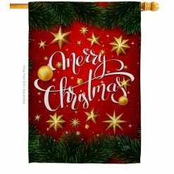 Breeze Decor 28 in. x 40 in. Bright Christmas House Flag Double-Sided Winter Decorative Vertical Flags