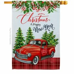Breeze Decor 28 in. x 40 in. Christmas Happy New Year House Flag Double-Sided Winter Decorative Vertical Flags