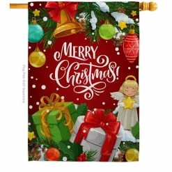 Breeze Decor 28 in. x 40 in. Merry Christmas House Flag Double-Sided Winter Decorative Vertical Flags