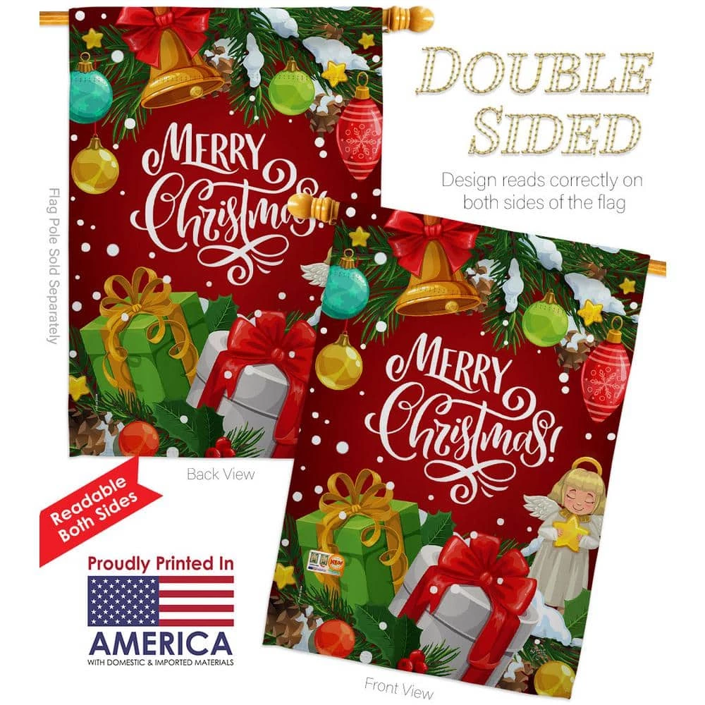 Breeze Decor 28 in. x 40 in. Merry Christmas House Flag Double-Sided Winter Decorative Vertical Flags 2 Breeze Decor 28 in. x 40 in. Merry Christmas House Flag Double-Sided Winter Decorative Vertical Flags - Image 2