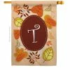 Breeze Decor 28 in. x 40 in. Autumn T Initial Fall House Flag Double-Sided Decorative Vertical Flags