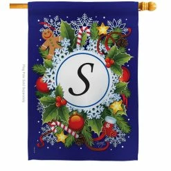 Breeze Decor 28 in. x 40 in. Winter S Initial Wonderland House Flag Double-Sided Decorative Vertical Flags